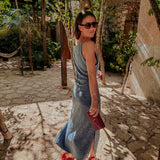 SENDERO BLUE FLOWER DENIM DRESS