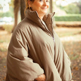 HELLO OCTOBER TAUPE PUFFER JACKET