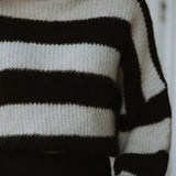 ZAYA BROWN ROLLNECK STRIPED SWEATER