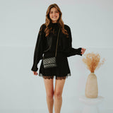 MIRELLA BLACK SATIN DRESS