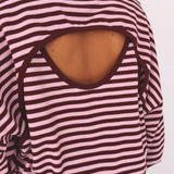 SEVERINE BORDEAUX/PINK STRIPED SWEATER