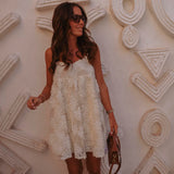 BOUJDOUR ECRU FLOWER DRESS