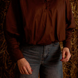 PRUDENCE BROWN BUTTON BLOUSE