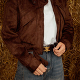 VERONICA BROWN SUEDE ZIP JACKET