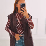 PRIMROSE BURGUNDY SLEEVELESS LEATHER JACKET