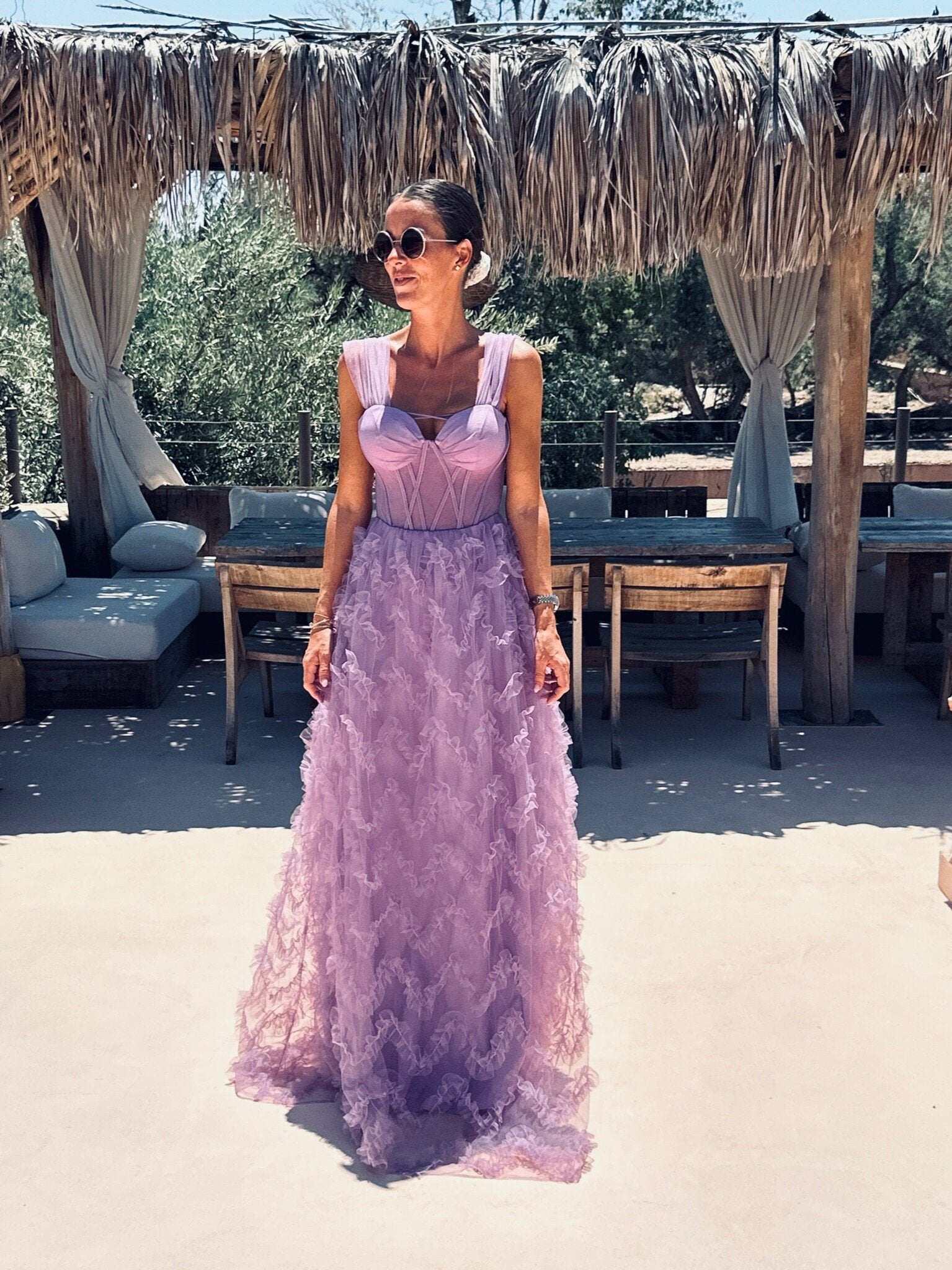 FALIZE PURPLE CORSET TULLE DRESS