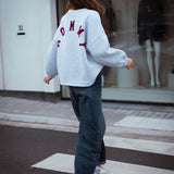 MOMMY GREY SWEATER - BORDEAUX LETTERS