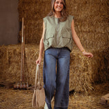 WILLOW KHAKI SLEEVELESS JACKET