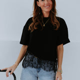 DAVINA BLACK LACE T-SHIRT