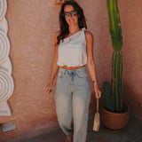 BERKANE BEIGE LINEN ONE SHOULDER BLOUSE
