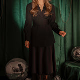 HO HO HOLD ME BLACK SATIN SKIRT