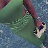 AMAIA OLIVE GREEN BANDEAU DRESS