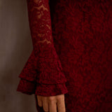 BRYNLEE BORDEAUX MAXI LACE DRESS