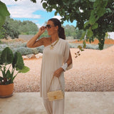 MARISOL ECRU ONE SHOULDER JUMPSUIT