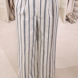 SARA ECRU/DARK BLUE STRIPED PANTS
