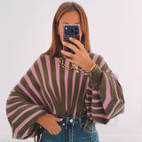 LOUNA KHAKI/PINK STRIPED SWEATER