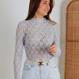 SIMONE LIGHT BLUE LACE LONGSLEEVE TOP