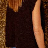 RAINELLE BROWN SLEEVELESS CARDIGAN