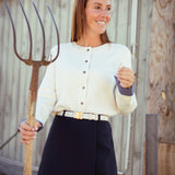 JUNIPER ECRU BUTTON CARDIGAN