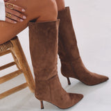 PIA TAUPE SUEDE HEEL BOOTS