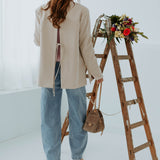 AURELIE BEIGE OPEN BACK BLAZER