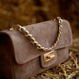 MARSHAL TAUPE SUEDE BAG