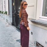 VIOLA BURGUNDY CHECKERED BLOUSE