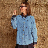 RODEO ROMANCE BLUE HEART DENIM BLOUSE