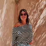 DALILA DARK BLUE/ECRU STRIPED T-SHIRT