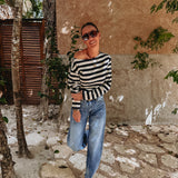 XOCHICA DARK BLUE/ECRU STRIPED LONGSLEEVE SHIRT