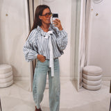 NATASHA BLUE STRIPED BLOUSE