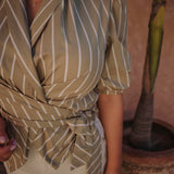 KHAYAL KHAKI STRIPED BLOUSE