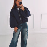 ANOUCK DARK BLUE ZIP JACKET