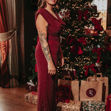 LUMINATE BORDEAUX RHINESTONE DRESS