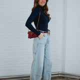 SUSANNA DARK BLUE LONGSLEEVE TURTLENECK SHIRT