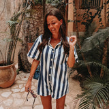 ILUSION DARK BLUE/WHITE STRIPED PLAYSUIT