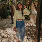 AVENTURA LIGHT YELLOW RUFFLE TOP