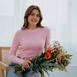 BELLE PINK RIBBED LONGSLEEVE TOP