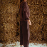 BROWN BALLOON WIDE LEG JEANS 9111-9