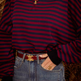 FIORA DARK BLUE/BORDEAUX STRIPED SWEATER