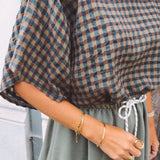 PRE-ORDER EMALINE KHAKI CHECKERED T-SHIRT
