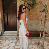 PRE-ORDER DRIPPING IN SUNSHINE BEIGE STRAPLESS JUMPSUIT