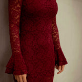 BRYNLEE BORDEAUX MAXI LACE DRESS