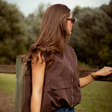 WILLOW BROWN SLEEVELESS JACKET