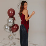 MAKE A WISH BORDEAUX ONE SHOULDER TOP