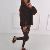 HELLO FALL BROWN TEDDY SWEATER