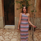 ASLI PINK SUMMER PRINT ONE SHOULDER DRESS