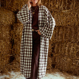 ROSEMARY BROWN LONG CHECKERED COAT