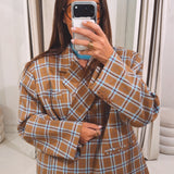 CHARLOTTE BEIGE/LIGHT BLUE CHECKERED BLAZER