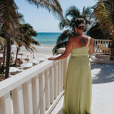 NABILA ALLURE MINT GREEN ONE SHOULDER DRESS